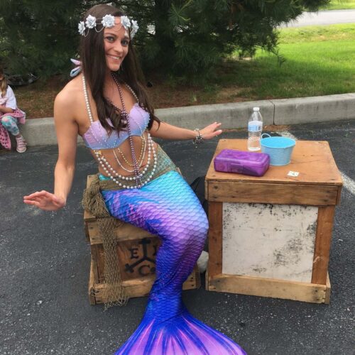 party character purple mermaid swimming costume